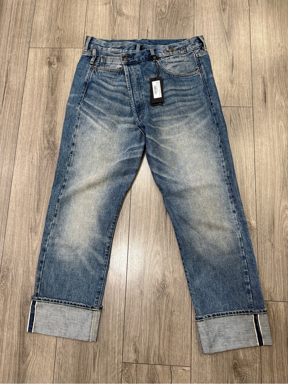 LIMITED NWT R13 Cuffed Crossover Straight Leg Jeans Estin Selvedge Blue Sz 28 - Picture 5 of 15